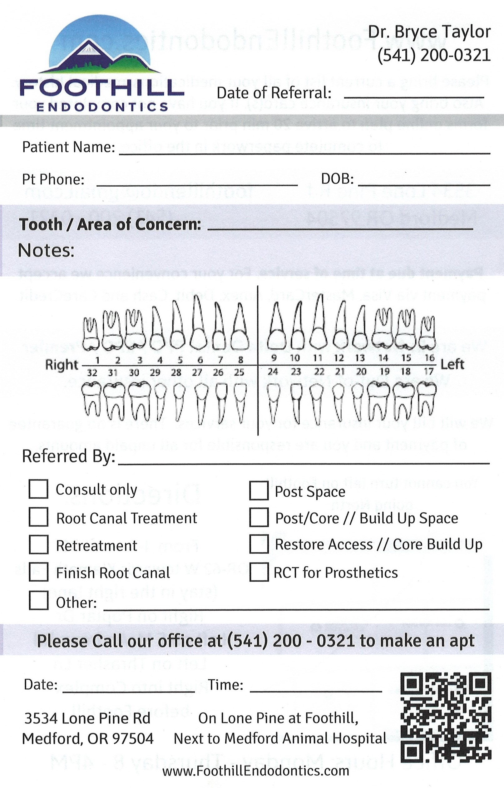 Foothill Endo Blank Referral Slip Foothill Endo Referral Slip